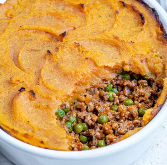 Keto Cottage Pie – topped with sweet potato
