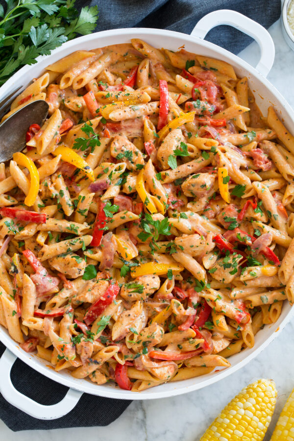 Cajun Chicken and Peppers with high protein Pasta-1